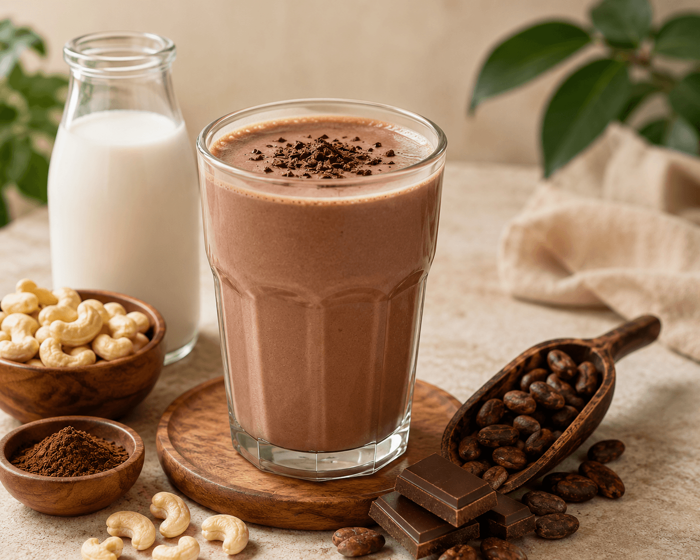 (Creamy/Tasty) cacao-cashew milk combination
