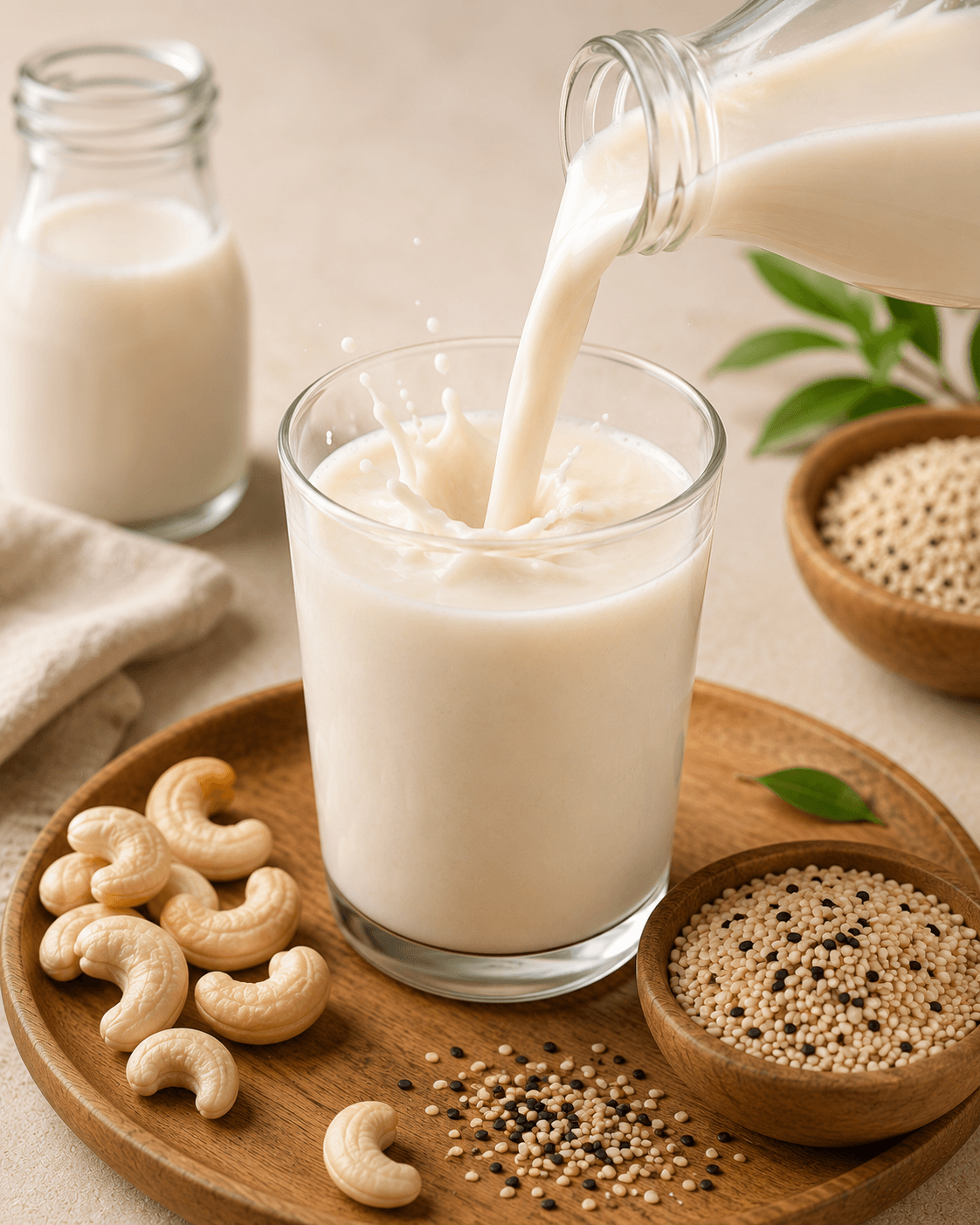 (Creamy/Tasty) sesame seed-cashew milk combination